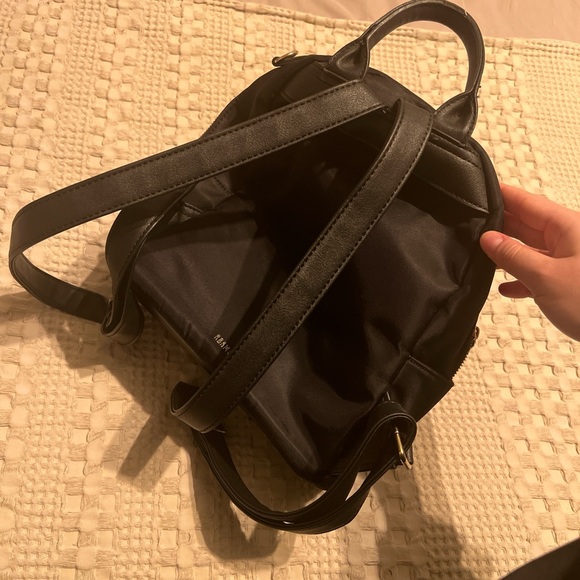 mini black backpack perfect condition with gold buckle and zipper detail - Picture 3 of 4